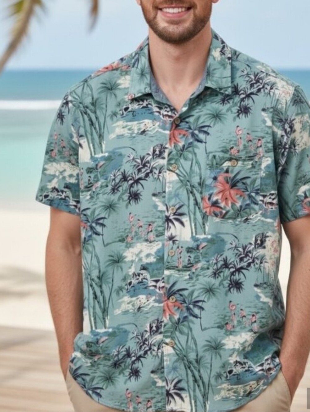 Faherty Pao Pao Bay Hawaiian Short Sleeve Button Down Shirt SzL